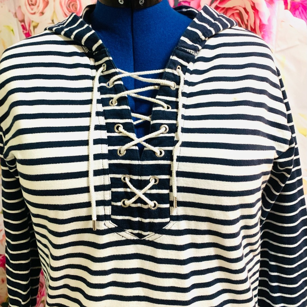 Nautical Striped Lace-Up Women's Tunic - Picture 5 of 8